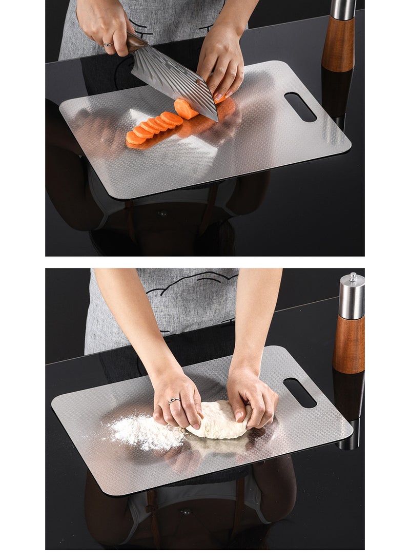 NIBEMINENT لوح تقطيع، لوح فرز، كتلة تقطيع، حصيرة فرم، فولاذ مقاوم للصدأ سميك، ثقيل، غير قابل للانزلاق، مزدوجة الجوانب، للمطبخ، المنزل، اللحم، الخضار، الفاكهة 39*28 - Image 5